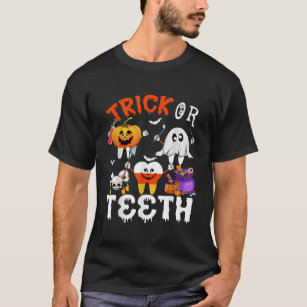 Trick Or Teeth Treating Candy Pumpkin Boo Tooth De T-Shirt