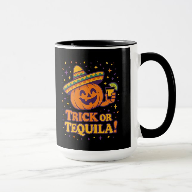 Trick or Tequila – Funny Halloween Pumpkin Party Mug (Right)