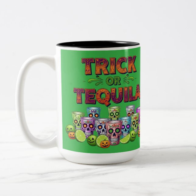 Trick or Tequila Tee Two-Tone Coffee Mug (Left)