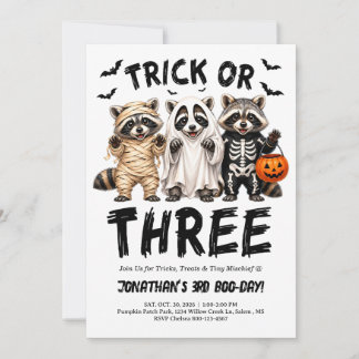 Trick or Three 3RD Birthday Halloween Party Invite