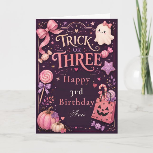 Trick or Three Birthday Card (Front)