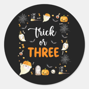 Trick Or Three Birthday Party 3rd Birthday Spooky Classic Round Sticker