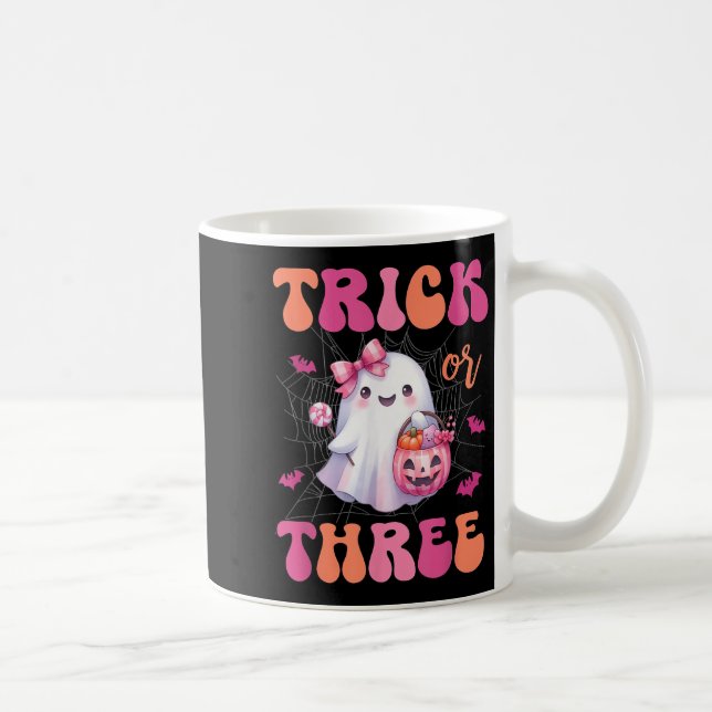 Trick Or Three Halloween 3 Years Old Ghost Birthda Coffee Mug (Right)