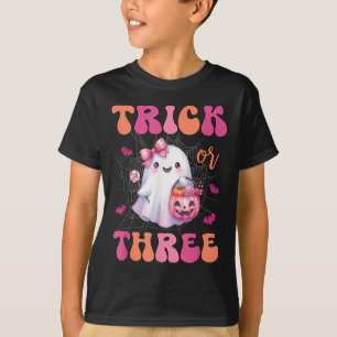 Trick Or Three Halloween 3 Years Old Ghost Birthda T-Shirt