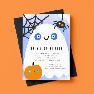 TRICK OR THREE Halloween 3rd Birthday Invitation