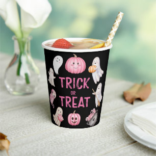 Trick Or Three Halloween Ghost 3rd Birthday Party Paper Cups