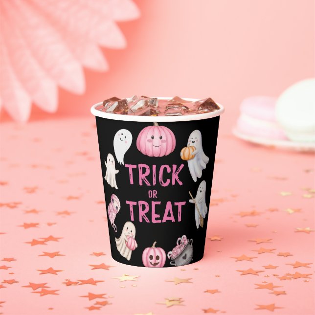 Trick Or Three Halloween Ghost 3rd Birthday Party Paper Cups (Insitu)