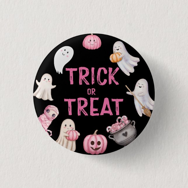 Trick Or Three Halloween Ghost Birthday Party 3 Cm Round Badge (Front)