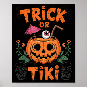 Trick or Tiki Funny Halloween Cocktail Party Poster