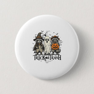Trick Or Trash Funny Raccoon Halloween Ghost Costu 6 Cm Round Badge
