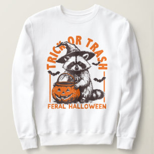 Trick or Trash Funny Racoon Halloween Vintage Sweatshirt