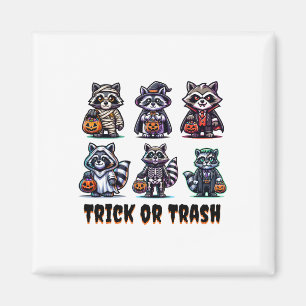 Trick Or Trash Halloween Funny Racoon Autumn Fall Magnet
