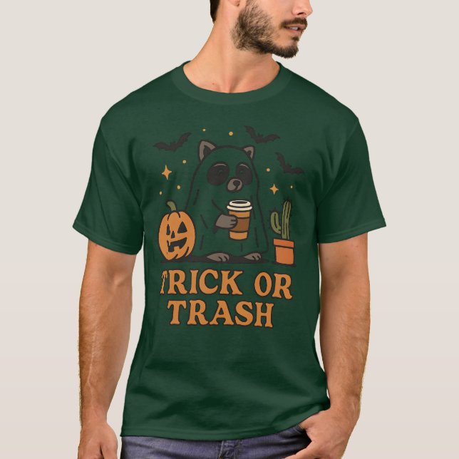 Trick or Trash Shirt – Cute Racoon Halloween (Front)