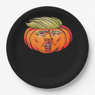 Trick Or Treason Anti Halloween Pumpkin Trumpkin  Paper Plate