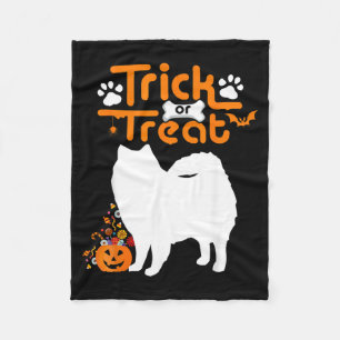 Trick Or Treat Aamerican Eskimo Dog Halloween Fleece Blanket