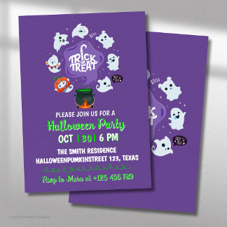Trick or treat And Let's Get Spooky Halloween Invitation