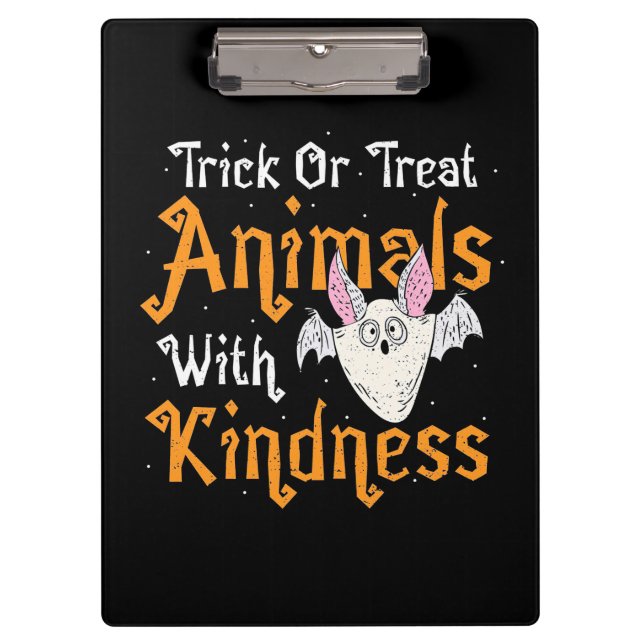 Trick Or Treat Animals With Kindness Clipboard (Front)