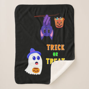 Trick Or Treat Bats Candy 31 UK October Halloween Sherpa Blanket