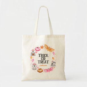 Trick Or Treat Bats, Ghosts and Pumpkins Halloween Tote Bag