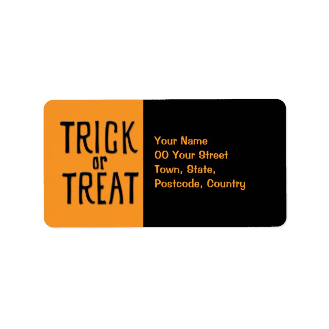 Trick or Treat black Address Label (Front)