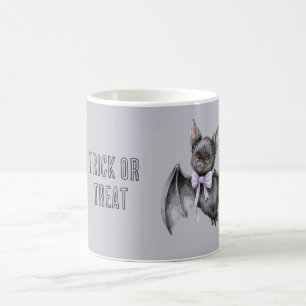 Trick or Treat Black Bat Coffee Mug