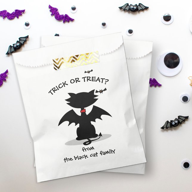Trick or Treat Black Cat Bat Halloween Party Favour Bags (Creator Uploaded)