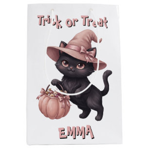 Trick or Treat Black Cat Candy Bucket Medium Gift Bag