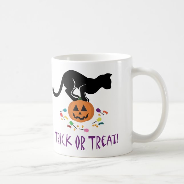 Trick or Treat Black Cat Coffee Mug (Right)