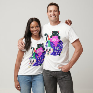 Trick or Treat Black Cat Halloween Magic T-Shirt