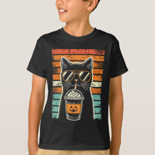 Trick Or Treat Black Cat Hipster Funny Halloween B T-Shirt