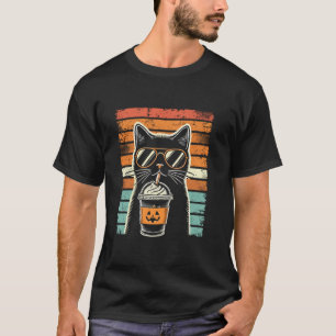Trick or Treat Black Cat Hipster Funny Halloween B T-Shirt