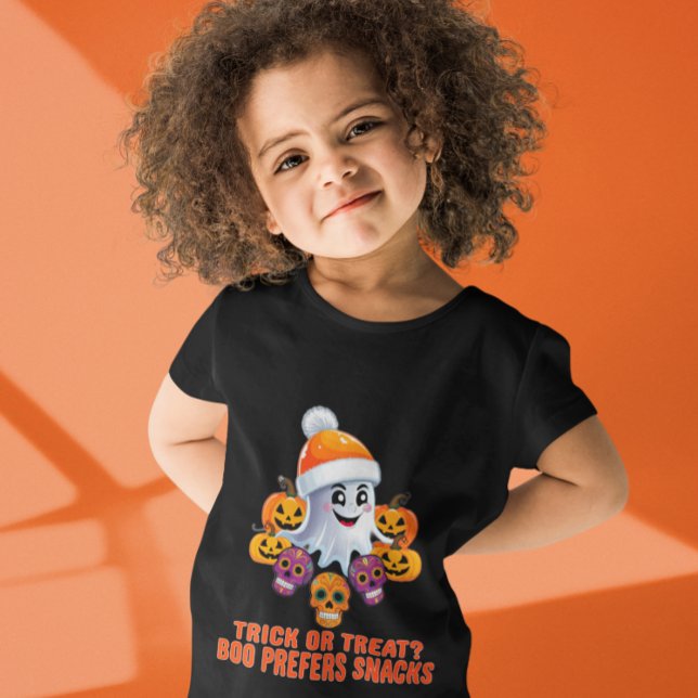 Trick or Treat Boo Funny Quote Halloween Party Baby T-Shirt (Creator Uploaded)