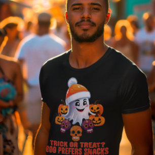 Trick or Treat Boo Funny Quote Halloween Party T-Shirt