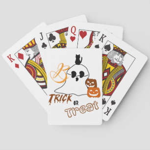 Trick Or Treat Boo with Back Cat and Pumpkin Playing Cards