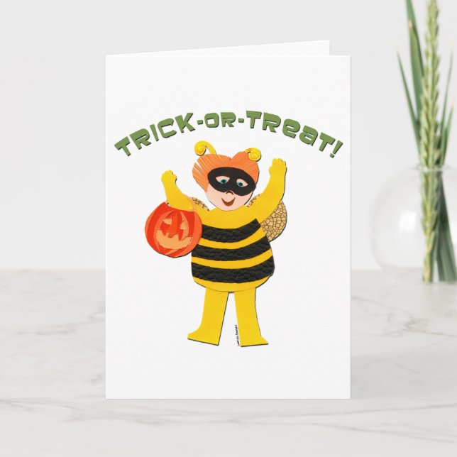 Trick or Treat Bumble Bee Costume Halloween Card (Front)