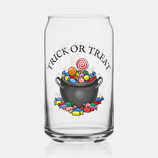 Trick or Treat Candy Cauldron Can Glass (Front)