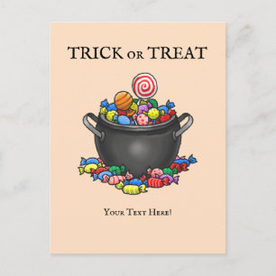 Trick or Treat Candy Cauldron Holiday Postcard