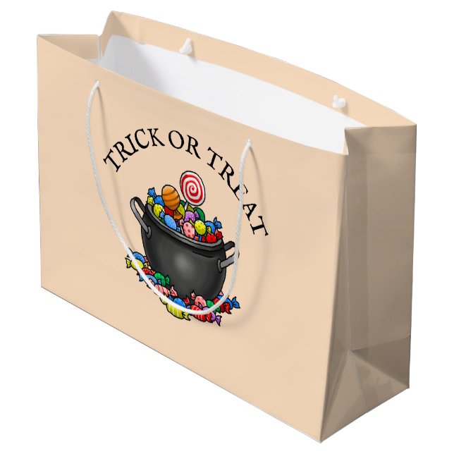 Trick or Treat Candy Cauldron Large Gift Bag (Back Angled)