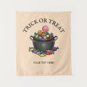 Trick or Treat Candy Cauldron Tapestry