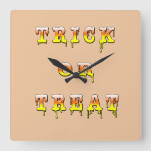 Trick or Treat Candy Cone Version Square Wall Clock