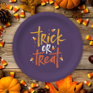 Trick or Treat Candy Corn Halloween Paper Plate