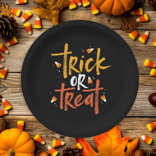 Trick or Treat Candy Corn Halloween Paper Plate