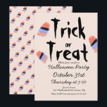 Trick or Treat Candy Costume Doodle Design Invitation<br><div class="desc">Halloween Party Invitation with Trick or Treat</div>