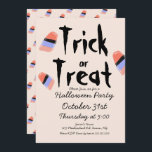 Trick or Treat Candy Costume Doodle Design Invitation<br><div class="desc">Halloween Party Invitation with Trick or Treat</div>