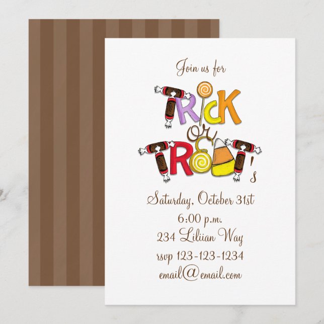 Trick or Treat Candy  Invitation (Front/Back)