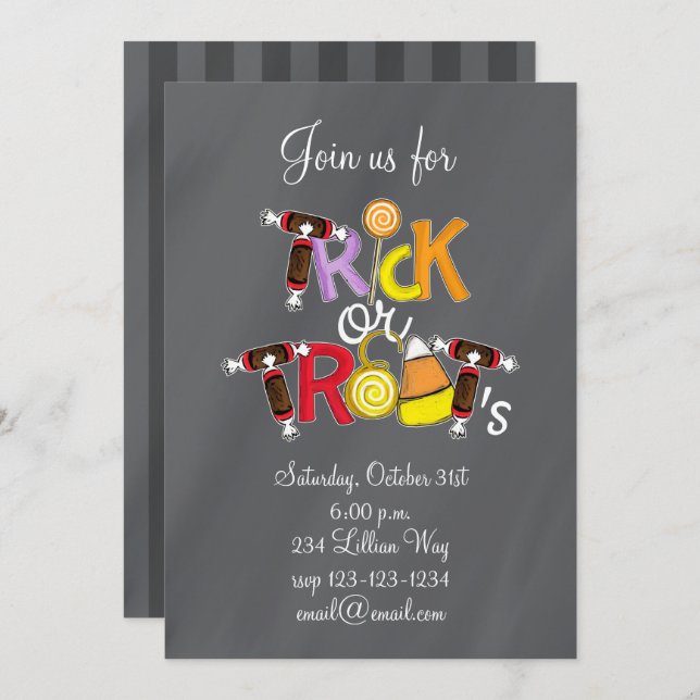 Trick or Treat Candy Invitation (Front/Back)