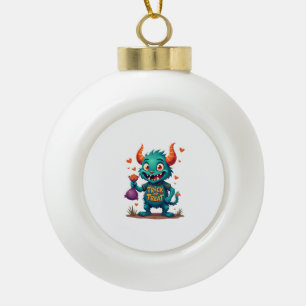 Trick or Treat Candy Monster � Halloween T-Shirt D Ceramic Ball Christmas Ornament