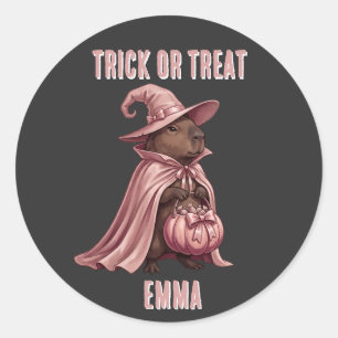 Trick or Treat Capybara Witch Classic Round Sticker