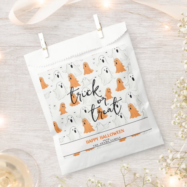 Trick or Treat Cartoonish Ghosts Halloween Favour Bags (Clipped)