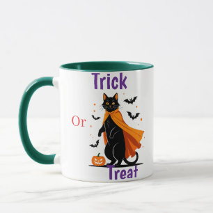 Trick or Treat Cat Halloween Design Mug